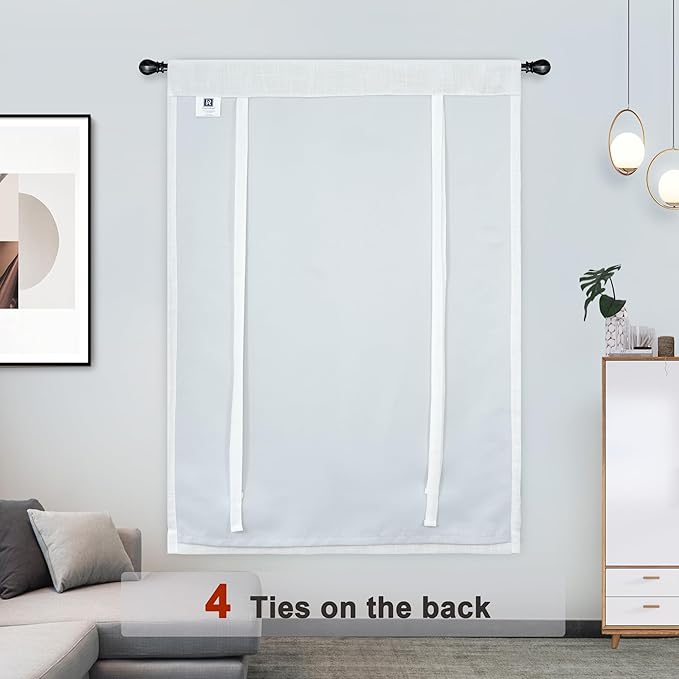 DriftAway Double Layer Linen Blackout Tie Up Curtains Thermal Insulated Fully - Image 6
