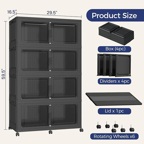 160GAL Storage Bins with Lid and Wheels, Stackable Closet Organizers and - Image 2
