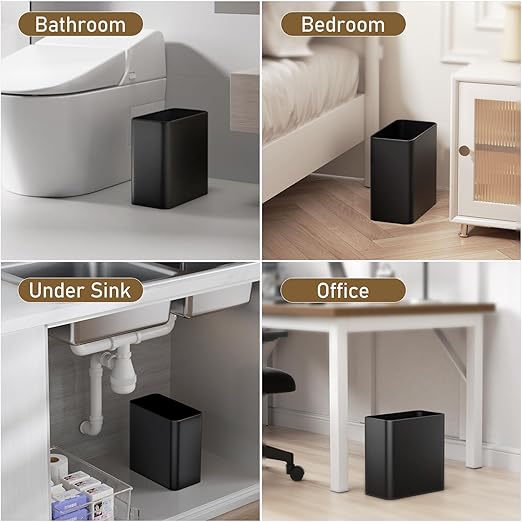 Veelesa Small Bathroom Trash Can 2.4 Gallon Wastebasket, Slim Metal Garbage Can - Image 7