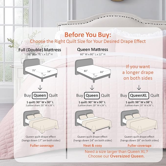 KASENTEX Queen Quilt Set 90"x90" – Soft Washed 3-Layer Lightweight Bedspread - Image 3
