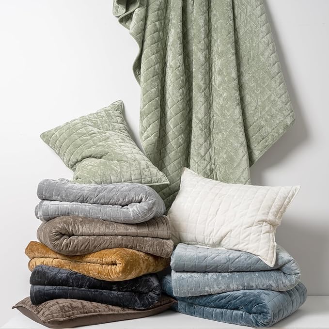 RECYCO Luxury Velvet Quilt Set Full Queen Size Bedding Sets, Ultra Soft Velvet - Image 6