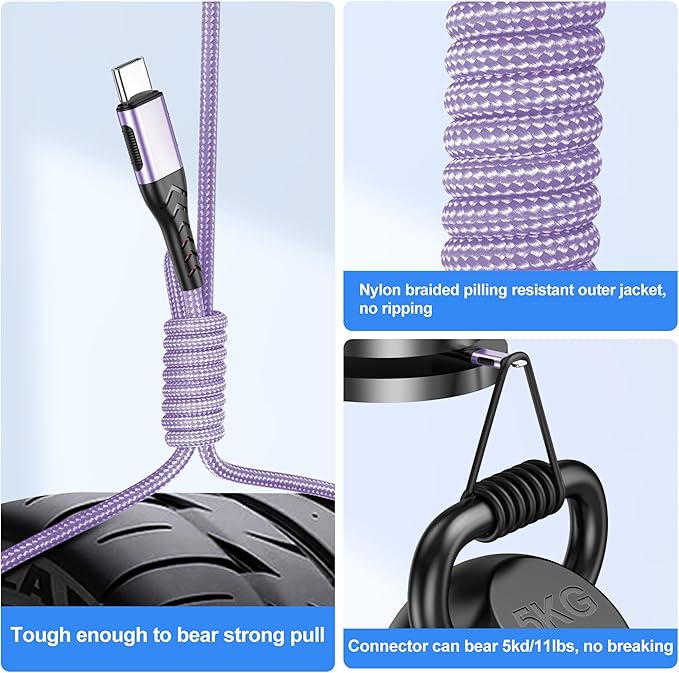 Durcord USB C Fast Charger Cable, 6 Foot Type C Charger Premium Nylon Braided - Image 3