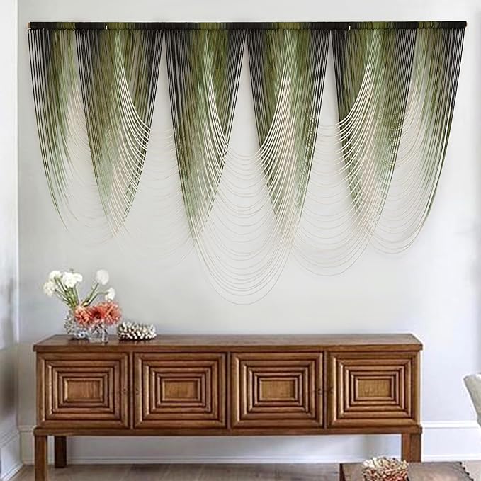 Macrame Wall Hanging Dip-Dyed Large Macrame Wall Decor Yarn Tapestry 57" W x by IOWRE