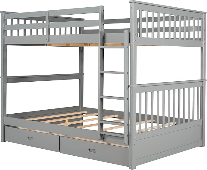 Merax Wood Bunk Bed with Drawers, Convertible Wood Bunk Bed with Ladders and - Image 8