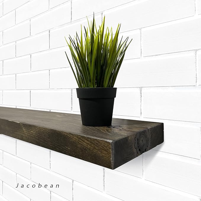 URBANDI, Rustic Floating Shelves, Hidden Bracket, Solid Wood, Heavy Duty - Image 7