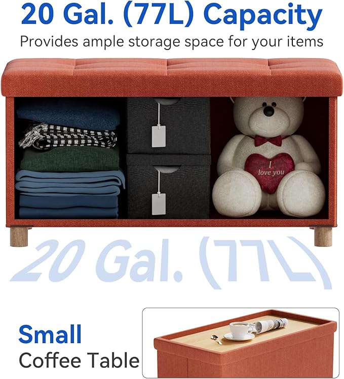 BRIAN & DANY 30 Inches Folding Storage Ottoman Bench, Ottoman - Image 6