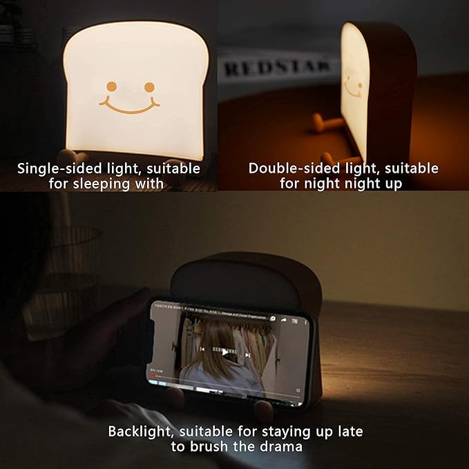 QANYI Toast Bread Night Light, Soft LED Toast Lamp - Image 2