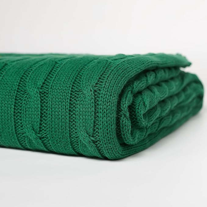 100% Cotton Cable-Knit Throw Blanket: 60" x 70", Ultra Soft, Breathable - Image 4