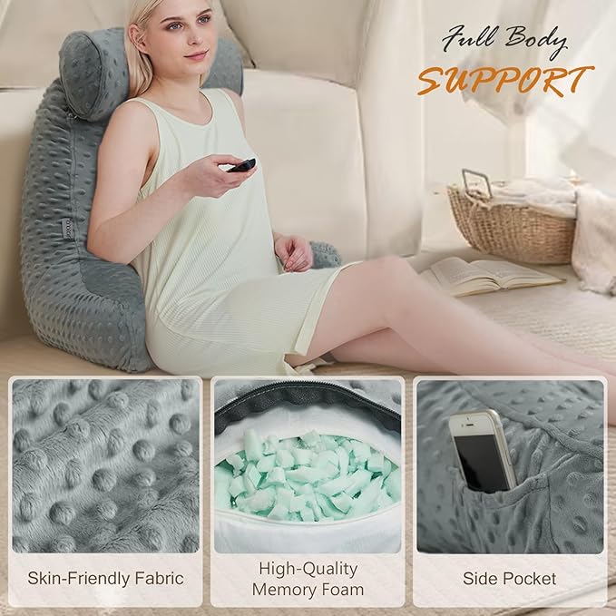Reading Pillow for Sitting in Bed, Extra Large Backrest Support Cushion - Image 4