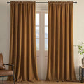 Joydeco Camel Brown Velvet Curtains 84 inch Length 2 Panels, Luxury Blackout by JOYDECO
