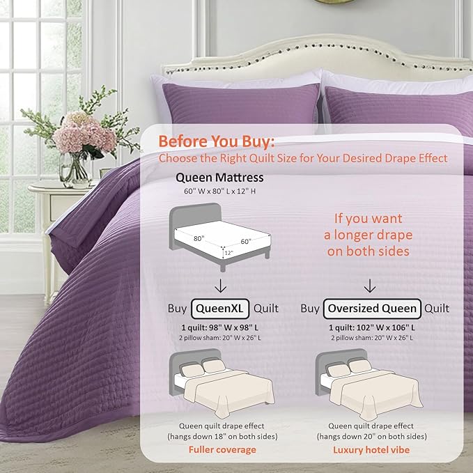 KASENTEX Queen XL Quilt Set 98"x98" – Soft Washed 3-Layer Lightweight Bedspread - Image 3