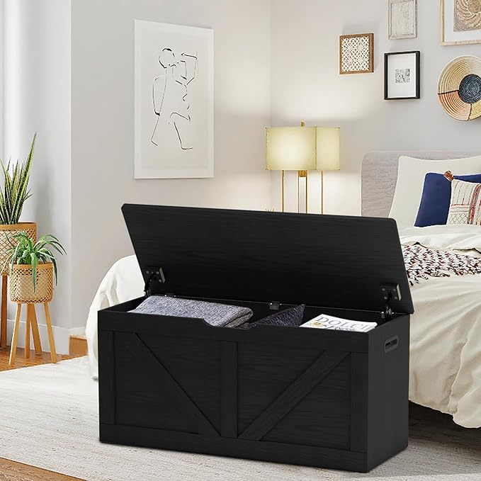 Timberer 39.4" Storage Chest, Wooden Storage Bench, Large Storage Trunk - Image 7