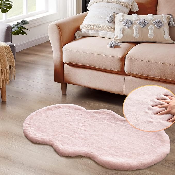 Pink Fuzzy Washable Furry Area Rugs by ORINOVA
