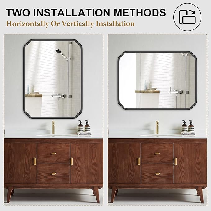 36 x 48 Inch Black Bathroom Vanity Mirror - Image 7
