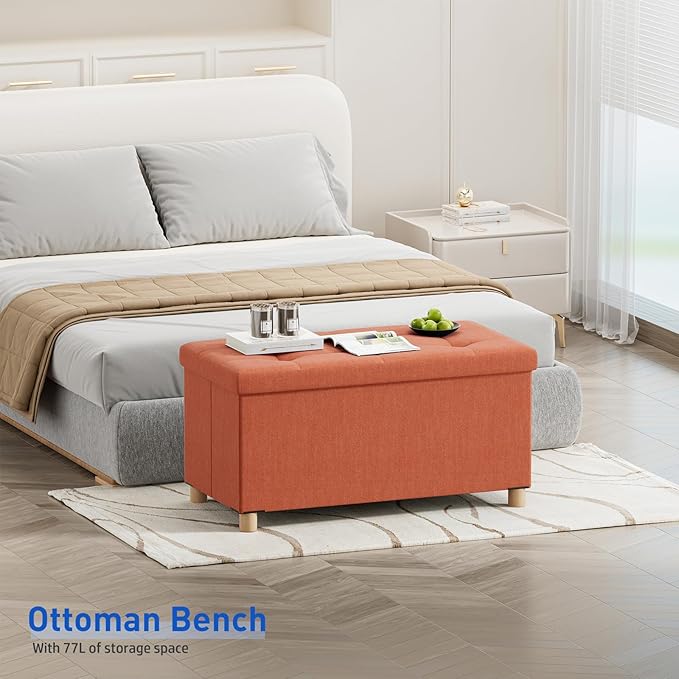 BRIAN & DANY 30 Inches Folding Storage Ottoman Bench, Ottoman - Image 2