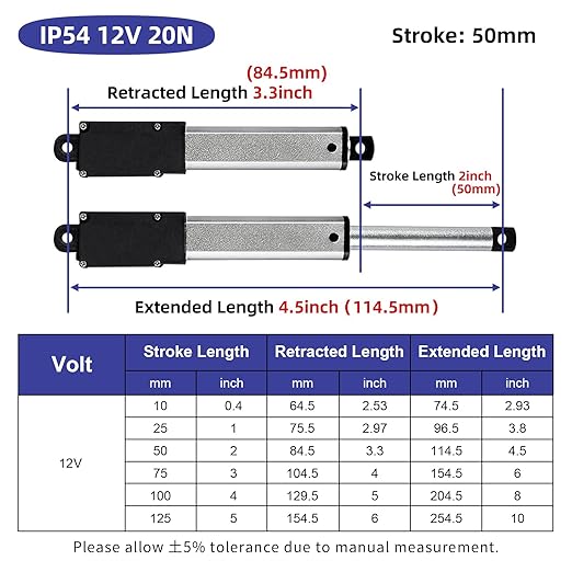 2 Inch 4.5lbs Mini Stroke 12V 4.5lbs Electric Linear Actuator 1.2"/sec Linear - Image 2