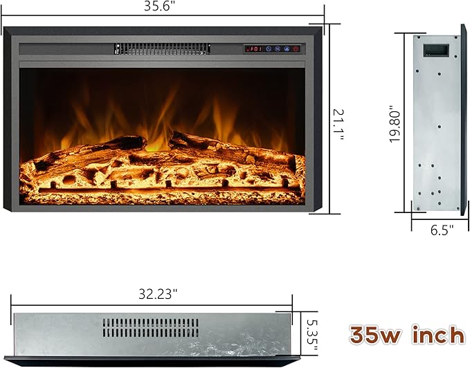 Trim Kit for 35.6" W x 21.1" H Electric Fireplace Inserts - Image 5