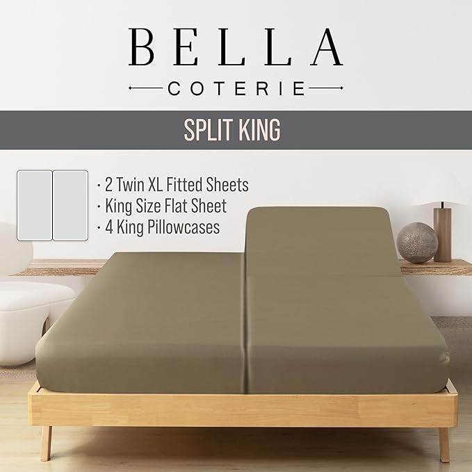 Bella Coterie 7 Piece Luxury Bamboo Viscose Split King Size Sheet Set | 2 - Image 2