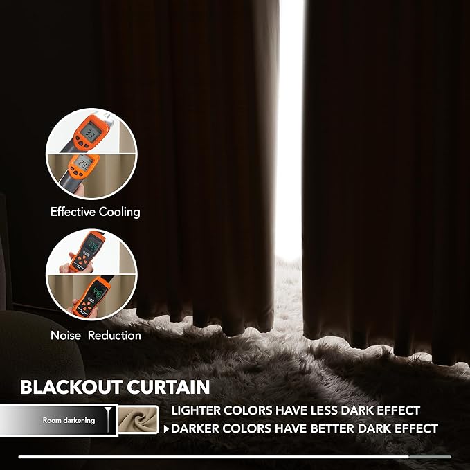 Deconovo Solid Back Tab and Rod Pocket Curtains Thermal Insulated Blackout - Image 5