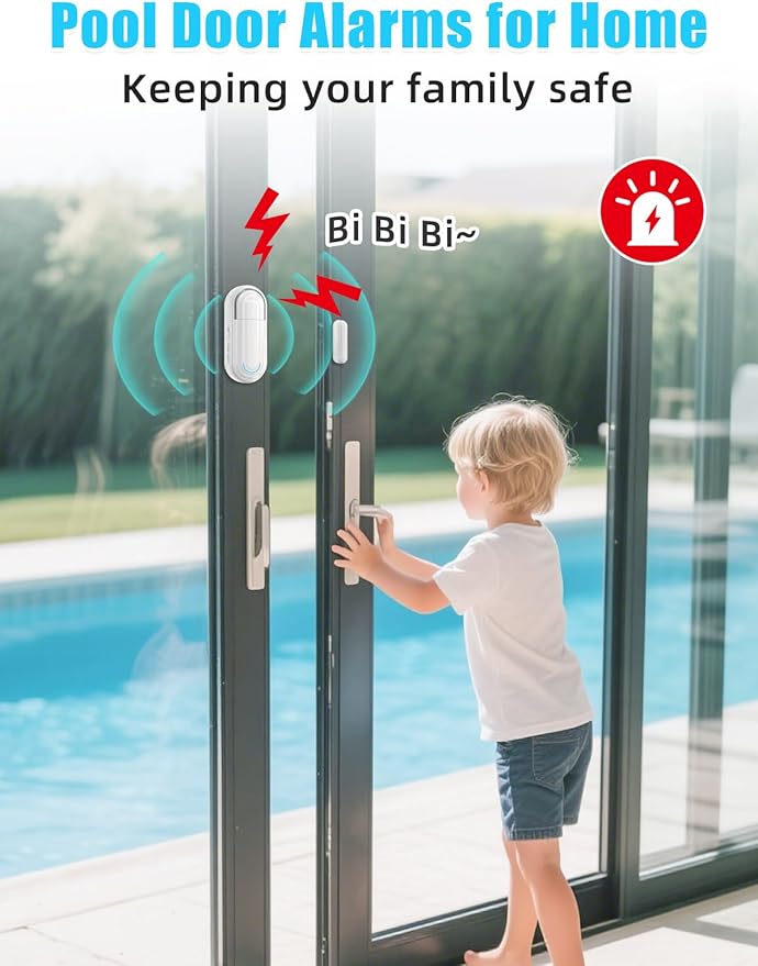 Sanjie Pool Door Alarms for Kids Safety/Home Security/Dementia, 4 Working Modes - Image 5