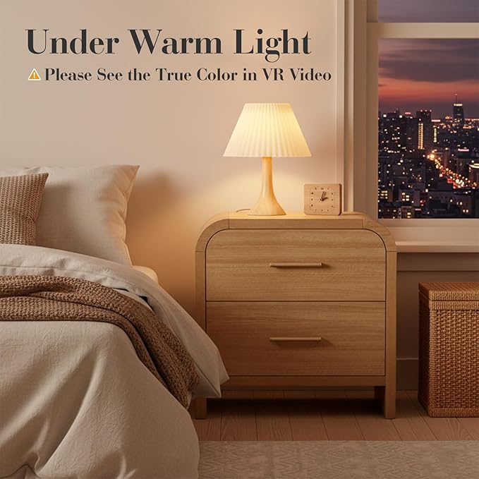 Night Stand 2-Drawer Nightstand 24" H Metal Handle Modern Sturdy Bedside Table - Image 4