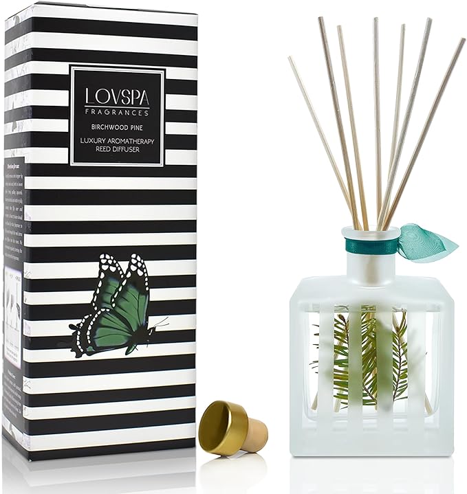 LOVSPA Reed Diffuser Set, Birchwood Pine Scented Oil Diffuser by LOVSPA