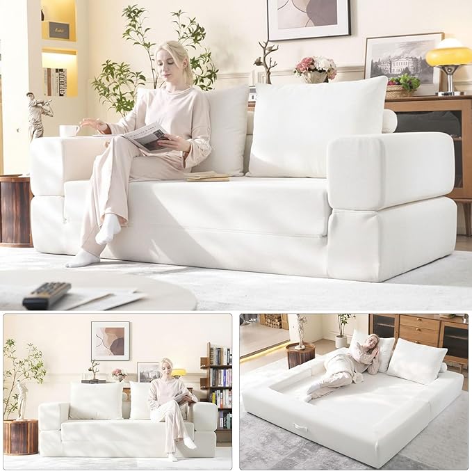 79'' Convertible Sleeper Sofa Bed, 3-in-1 Foldable Floor Couch by WHGBJA