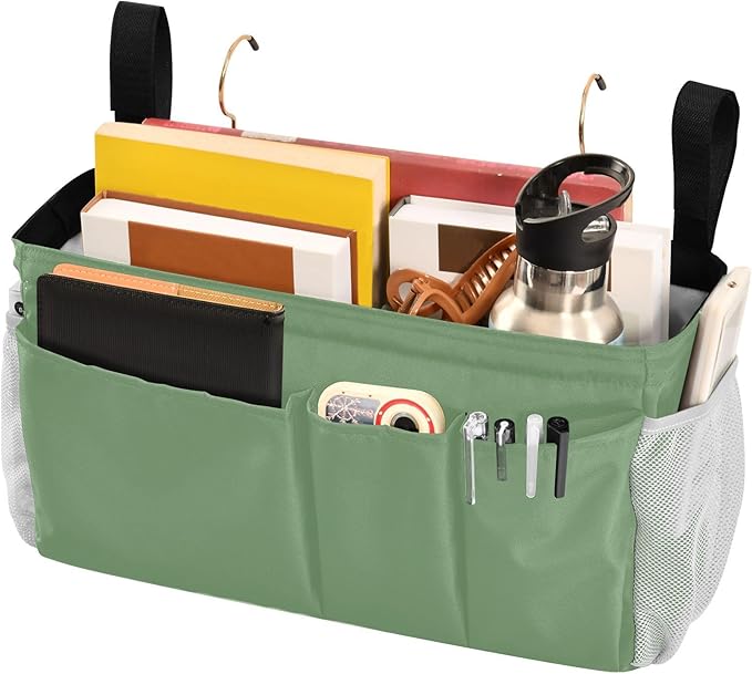 KOPIRIT Blue Gray Bedside Caddy Storage Bag Bedside Organizer - Image 3