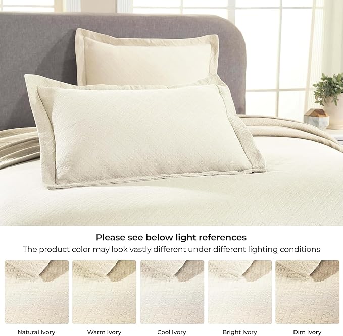Superior 3 Piece Basketweave Cotton Bedspread Set, Home Bed Decor, Decorative - Image 7