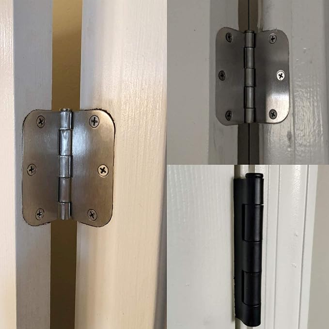Rounded Door Hinges 3-1/2" x 3.5 inch, 5/8 Radius, Matte Black 3 ½ Inch 12 Pack - Image 6