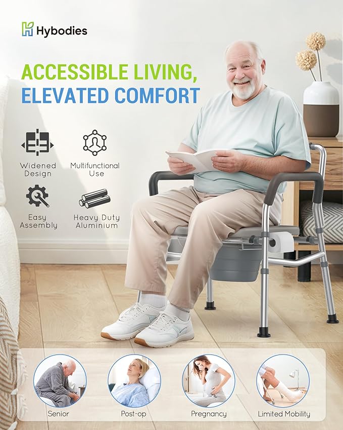 Heavy Duty Bariatric Commode, 4-in-1 Portable Bedside Commode or Over-Toilet - Image 2