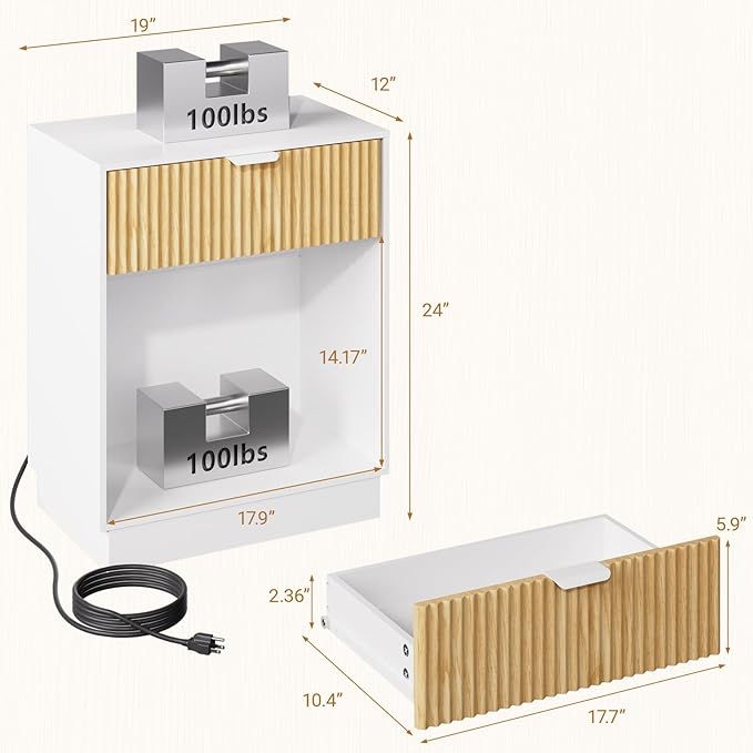 CMFYDAILY Fluted Nightstands Set of 2 - Image 3