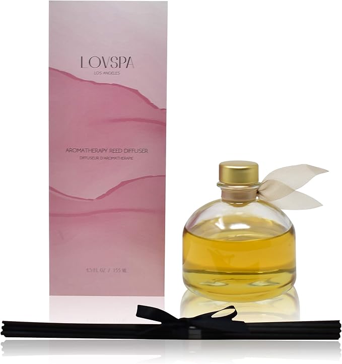 LOVSPA Reed Diffuser Set, Sandalwood & Amber Scented Oil Diffuser - Image 2