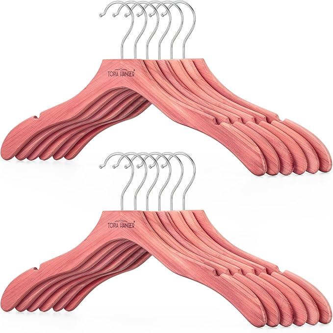 TOPIA HANGER Red Cedar Coat Hangers 12 Pack, Premium Wood Suit Sweater No by TOPIAHANGER