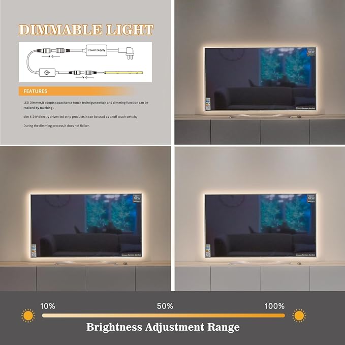 COB LED Strip, 16.4ft White LED Strip Light, Dimmable LED Light Strip 4000K - Image 3