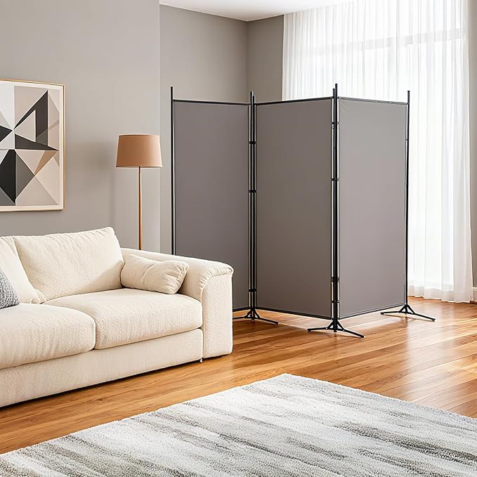 DUMOS 3 Panel Partition Room Divider, 6 Ft Tall Folding Privacy Screen - Image 2