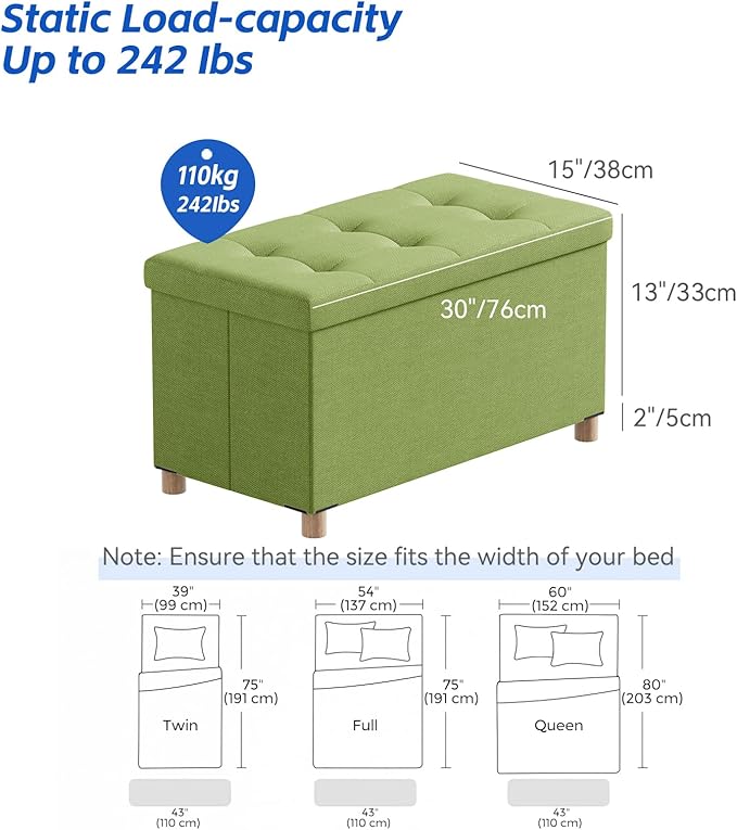 BRIAN & DANY 30 Inches Folding Storage Ottoman Bench, Ottoman - Image 3