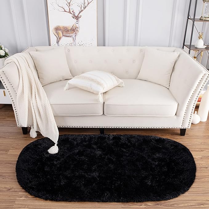Noahas Fluffy Black Rugs for Bedroom Living Room, Shag Hallway Runner Rug - Image 2