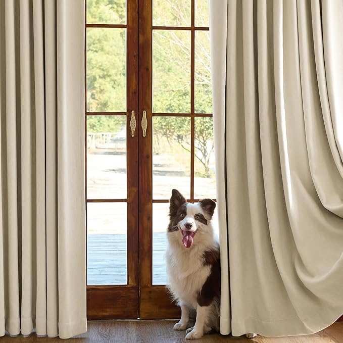 jinchan Chenille Blackout Curtains 96 Inches Long Beige Thermal Insulated - Image 7