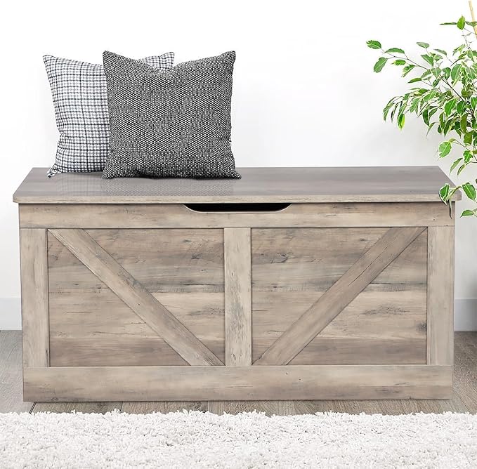 Timberer 39.4" Storage Chest, Wooden Storage Bench, Large Storage Trunk - Image 9