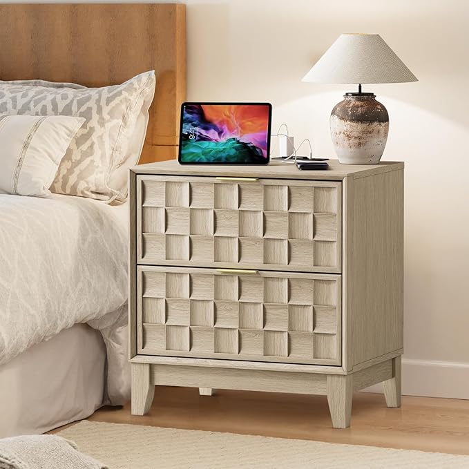 COLAMY Nightstand with Charging Station, Dorm and Small Spaces by COLAMYHOME