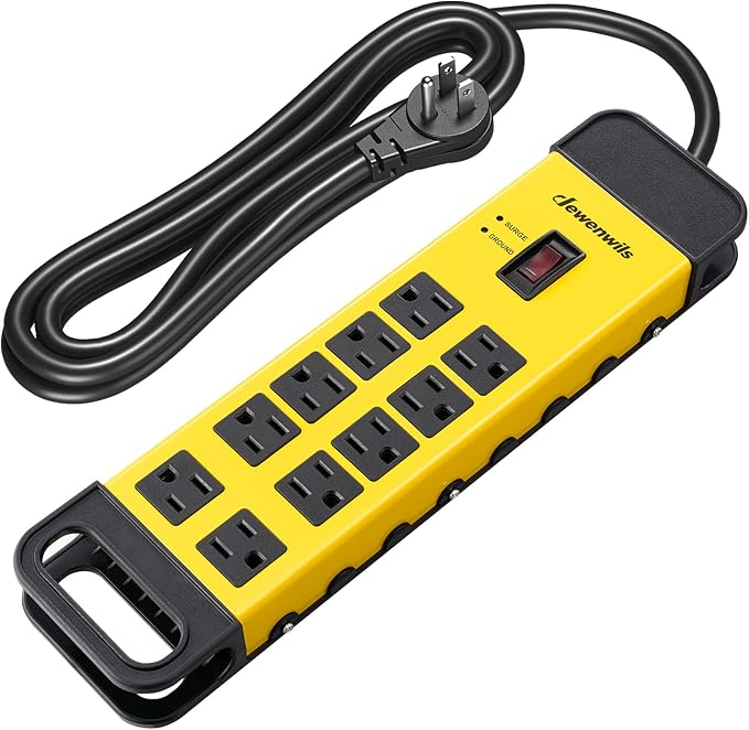 DEWENWILS 10-Outlet Metal Surge Protector Power Strip, UL Listed, 6Ft Cord Flat by DEWENWILS