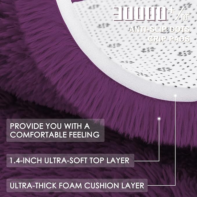 OLANLY Dark Purple Round Rugs for Bedroom - Image 6