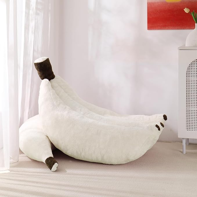 Banana Bean Bag Chair with Ottoman, Floor Sofa Bed with Footrest, Comfy - Image 7
