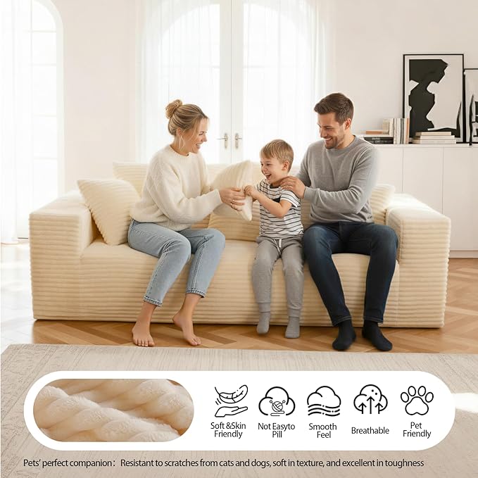 Boneless Cloud Couch Sofa, 3 Seater Deep Seat Modern Lounge Sleeper Couch - Image 5