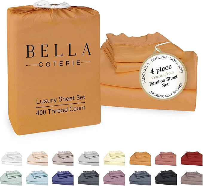 Bella Coterie Luxury Bamboo Viscose Queen Size Sheet Set | 100% Organically by BC