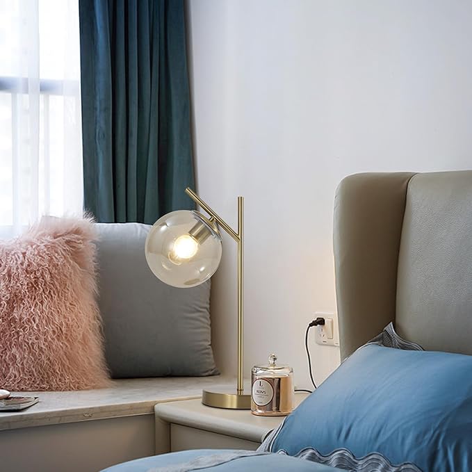 Mid Century Modern Table Lamp, Metal Brass Desk Lamp - Image 9
