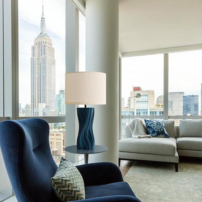 Modern Large Ceramic Plug in Blue Table Lamps - Image 7