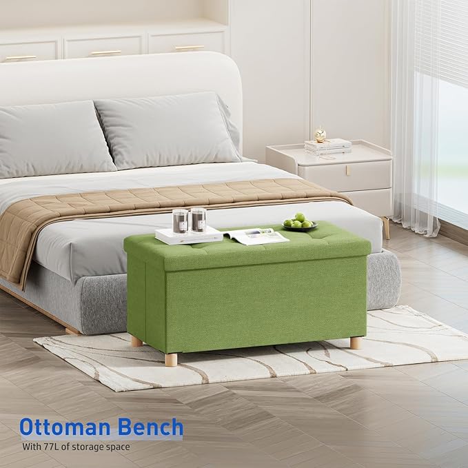 BRIAN & DANY 30 Inches Folding Storage Ottoman Bench, Ottoman - Image 2