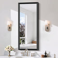 Black Bathroom Mirror 20 x 48 Inch Rectangle Wave Beveled by DESBING
